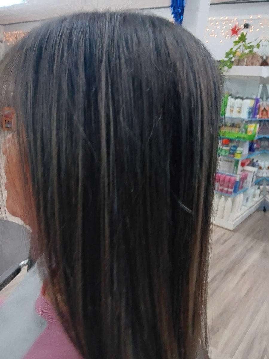Glossy dark brunette hair